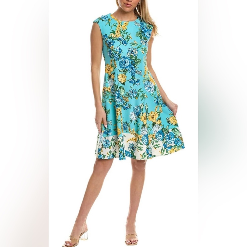 NWT London Times Perfect Versatile Scuba Crepe Fit & Flare Dress Size 12 - Picture 1 of 6